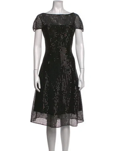 Pre-owned Talbot Runhof Patterned Midi Length Dress In Black