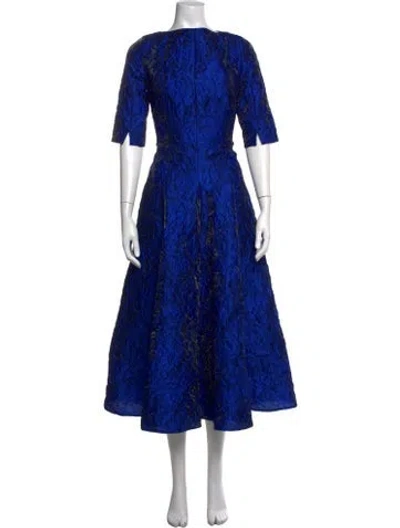 Pre-owned Talbot Runhof Patterned Midi Length Dress In Blue