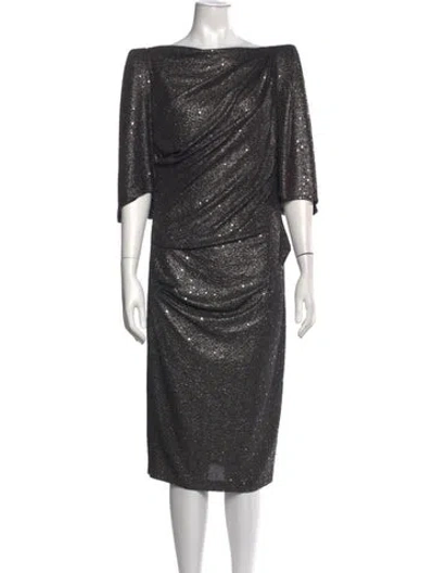 Pre-owned Talbot Runhof Patterned Midi Length Dress In Metallic/neutrals