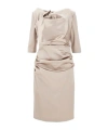 Talbot Runhof Gathered Satin Dress In Nude