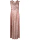 Talbot Runhof Pleated Lurex Maxi Dress In Pink