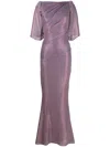 Talbot Runhof Plissé-effect Lurex Gown In Purple