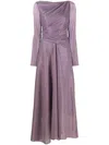 Talbot Runhof Plissé Lurex Gown In Purple
