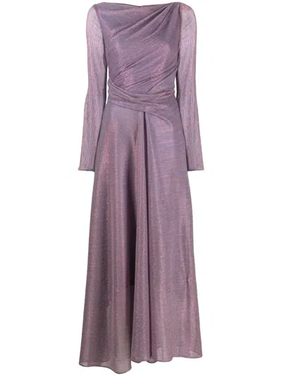 Talbot Runhof Plissé Lurex Gown In Purple