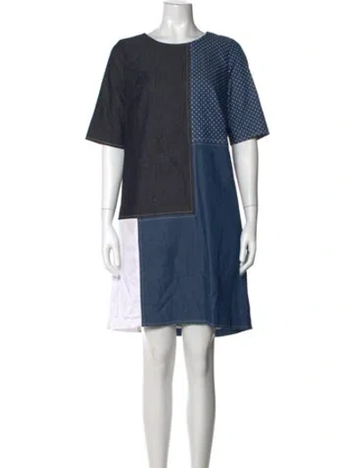 Pre-owned Talbot Runhof Polka Dot Print Knee-length Dress In Blue