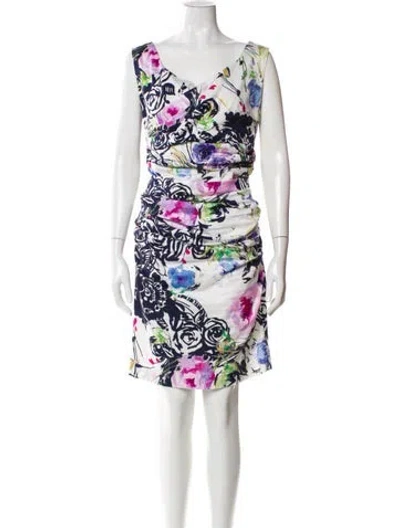 Pre-owned Talbot Runhof Printed Knee-length Dress In Blue