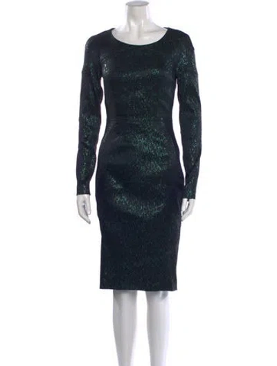 Pre-owned Talbot Runhof Printed Knee-length Dress In Blue
