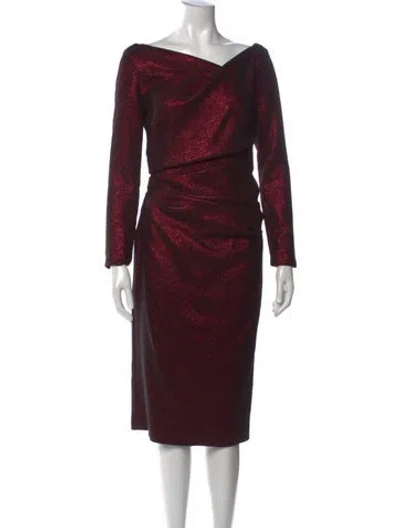 Pre-owned Talbot Runhof Printed Knee-length Dress In Burgundy