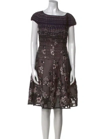 Pre-owned Talbot Runhof Printed Knee-length Dress In Purple