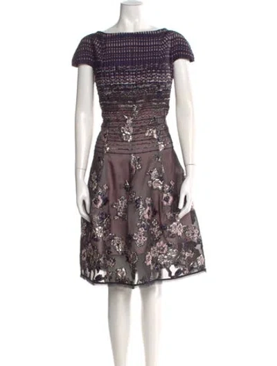 Pre-owned Talbot Runhof Printed Knee-length Dress In Purple