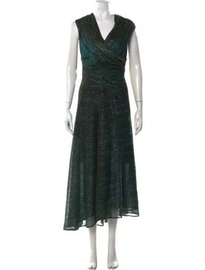 Pre-owned Talbot Runhof Printed Long Dress In Green