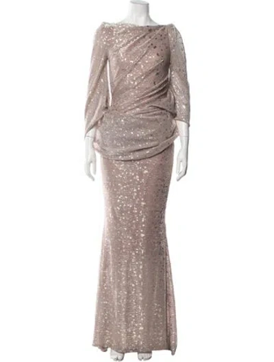 Pre-owned Talbot Runhof Printed Long Dress In Neutrals