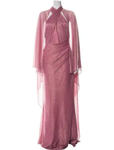 Pre-owned Talbot Runhof Printed Long Dress In Pink