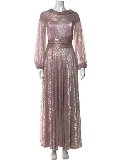 Pre-owned Talbot Runhof Printed Long Dress In Pink