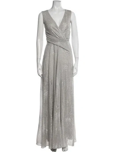 Pre-owned Talbot Runhof Printed Long Dress W/ Tags In Grey/metallic