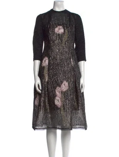 Pre-owned Talbot Runhof Printed Midi Length Dress In Black