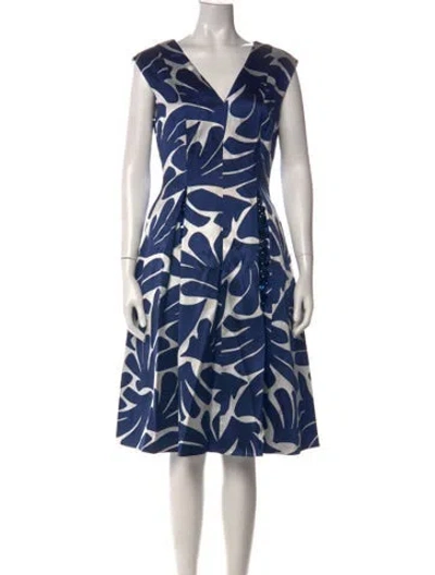 Pre-owned Talbot Runhof Printed Midi Length Dress In Blue