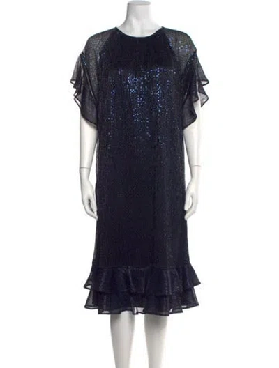 Pre-owned Talbot Runhof Printed Midi Length Dress W/ Tags In Blue