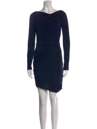 Pre-owned Talbot Runhof Printed Mini Dress W/ Tags In Blue