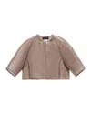 Talbot Runhof Rivet Organza Crop Bolero Jacket In Brown