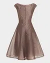 Talbot Runhof Rivet Organza Short-sleeved Midi Dress In Brown
