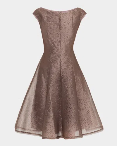 Talbot Runhof Rivet Organza Short-sleeved Midi Dress In Brown