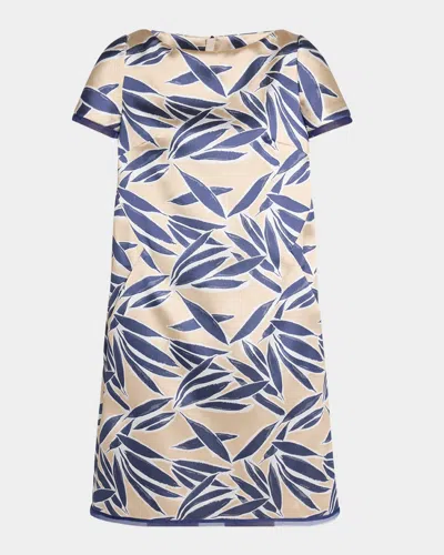 Talbot Runhof Safari Jacquard A-line Dress In Sand