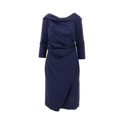 Talbot Runhof Saic Piqué Knee-length Dress In Blue