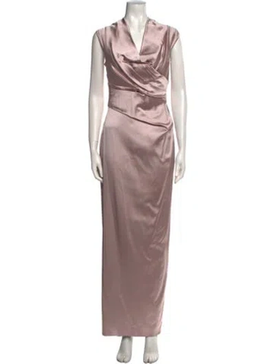 Pre-owned Talbot Runhof Satin Long Dress In Pink