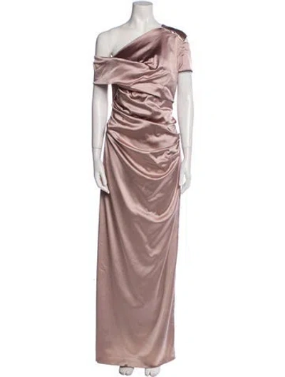 Pre-owned Talbot Runhof Satin Long Dress In Pink
