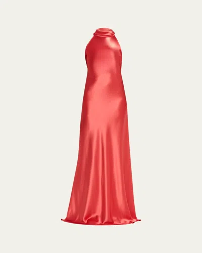 Talbot Runhof Scarf Halter Satin Trumpet Gown In Multi