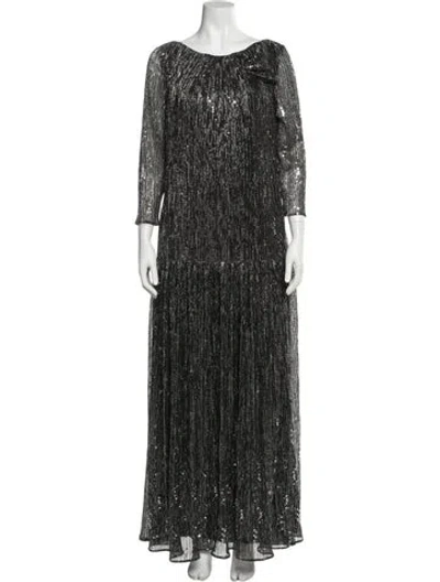 Pre-owned Talbot Runhof Scoop Neck Long Dress In Black