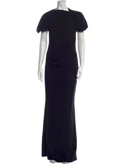 Pre-owned Talbot Runhof Scoop Neck Long Dress In Black
