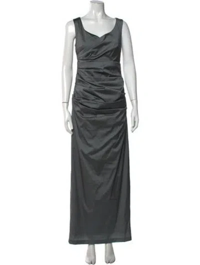 Pre-owned Talbot Runhof Scoop Neck Long Dress In Grey