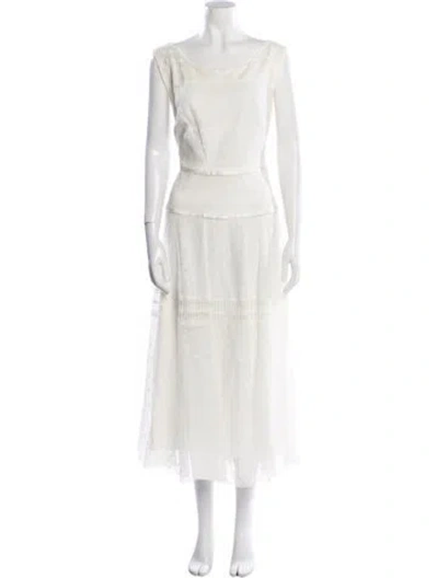 Pre-owned Talbot Runhof Scoop Neck Long Dress In Neutral