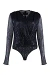 Talbot Runhof Sequin Bodysuit In Blue
