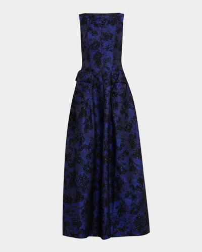 Talbot Runhof Sequin Cloud Jacquard Sleeveless Maxi Dress