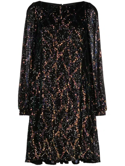 Talbot Runhof Sequin-embellished Long-sleeve Dress In Black