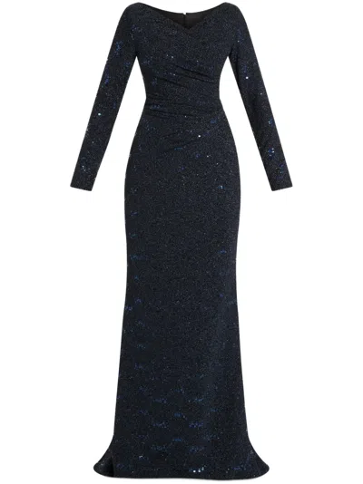 Talbot Runhof Sequin-embellished Maxi Dress In Blue