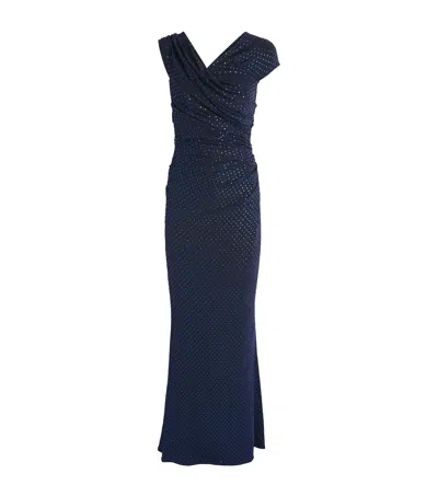 Talbot Runhof Sequin Sleeveless Gown In Blue