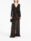 Talbot Runhof Sequin V-neck Long Sleeve Jumpsuit In Black In Black