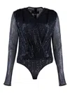Talbot Runhof Sequin Bodysuit In Blue