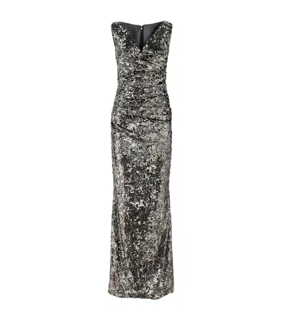 Talbot Runhof Sequinned Column Gown In Metallic