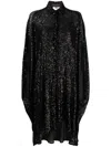 Talbot Runhof Sequinned Midi Shirtdress In Black