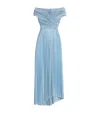 Talbot Runhof Off-the-shoulder Sequined High Low Cocktail Dress In Blue