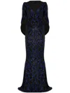 Talbot Runhof Shawl Design Sequinned Gown In Schwarz