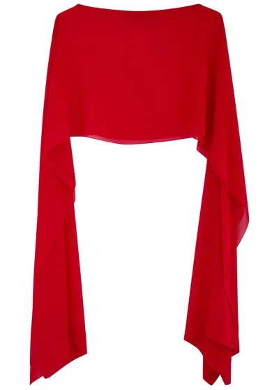 Talbot Runhof Sheer Chiffon Stole In Red