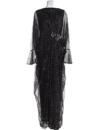 Pre-owned Talbot Runhof Silk Long Dress In Gray