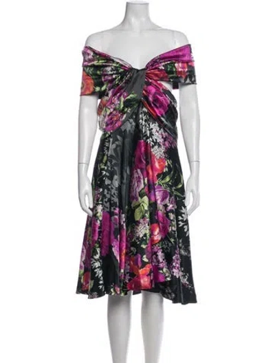 Pre-owned Talbot Runhof Silk Midi Length Dress In Multicolor