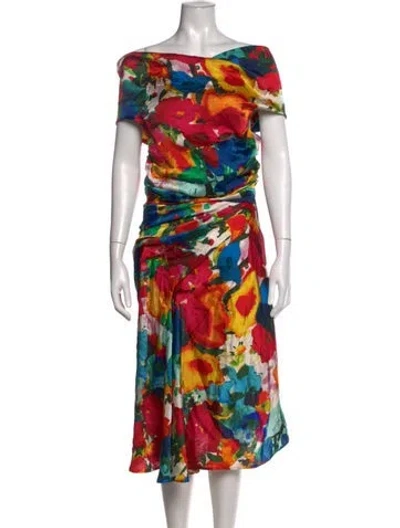Pre-owned Talbot Runhof Silk Midi Length Dress In Red
